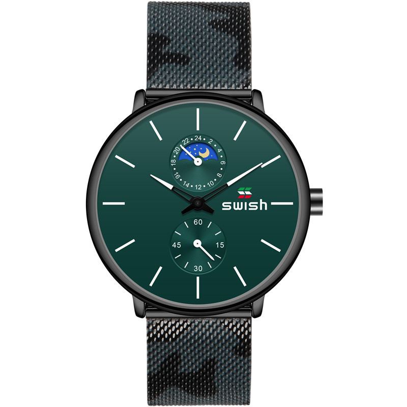 Casual Herreur 3atm Vandtæt Rustfrit Stålrem Quartz Watch