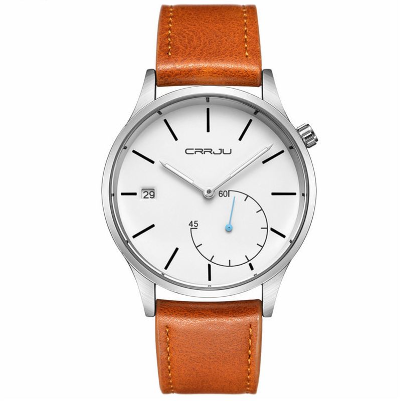 Casual Kalender Læderrem Working-dials Mænd Armbåndsur Quartz Watch