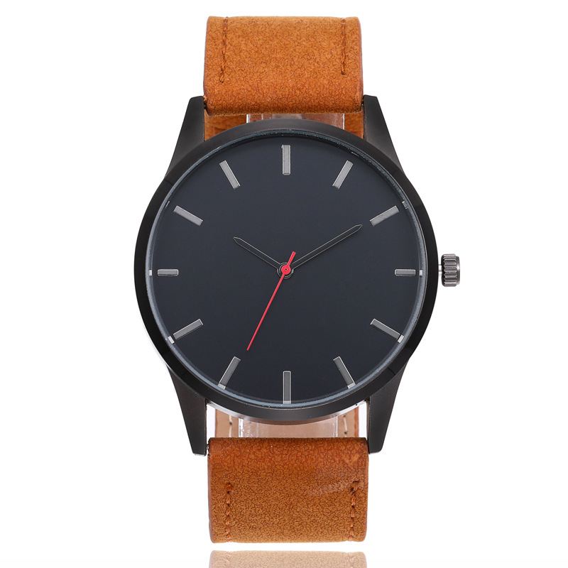 Casual Sport Big Dial Analog Mat Pu Læder Unisex Armbåndsure Quartz Watch