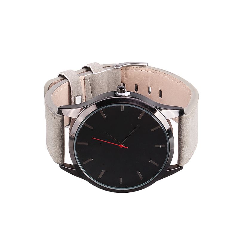 Casual Sport Big Dial Analog Mat Pu Læder Unisex Armbåndsure Quartz Watch