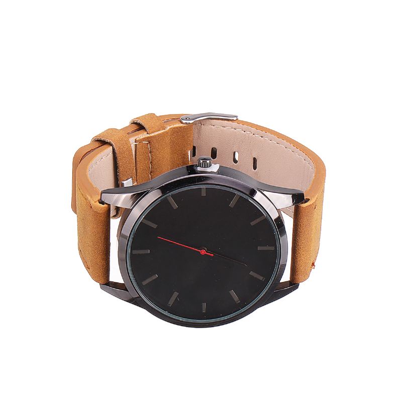 Casual Sport Big Dial Analog Mat Pu Læder Unisex Armbåndsure Quartz Watch