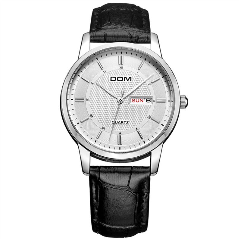 Casual Super Slim Herre Watch 3atm Vandtæt Dato Uge Display Quartz Watch