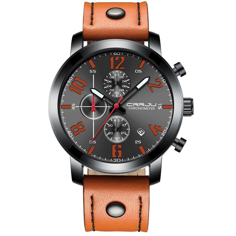 Chronograph Casual Style Mænd Armbåndsur Lysende Display Quartz Watch