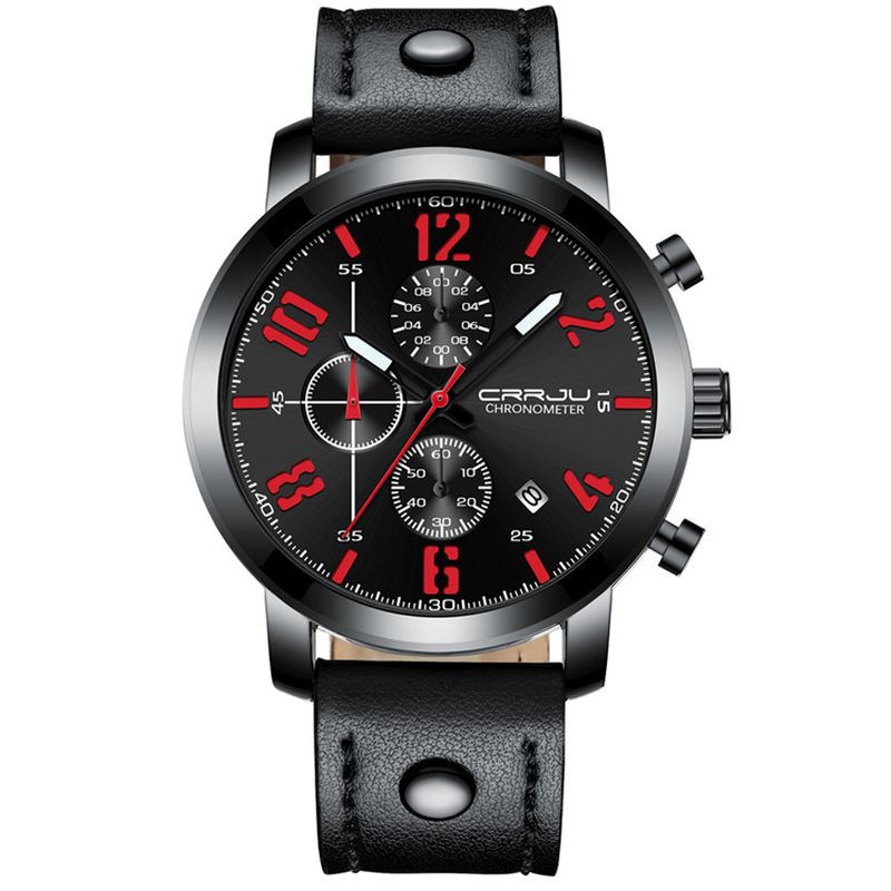 Chronograph Casual Style Mænd Armbåndsur Lysende Display Quartz Watch