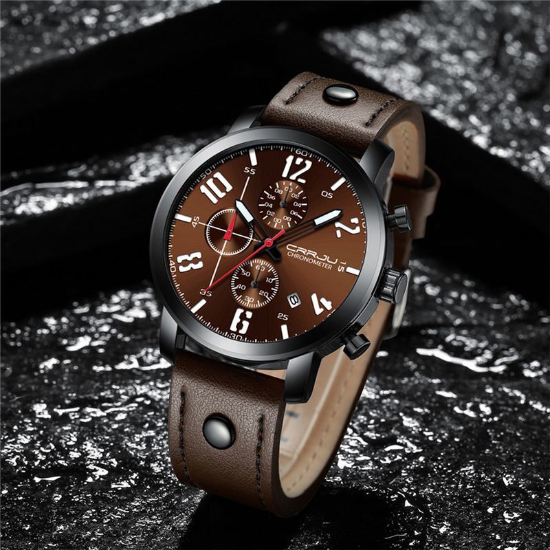 Chronograph Casual Style Mænd Armbåndsur Lysende Display Quartz Watch