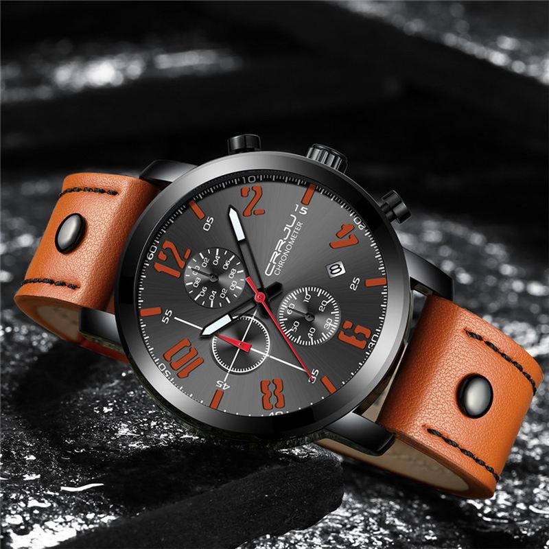 Chronograph Casual Style Mænd Armbåndsur Lysende Display Quartz Watch