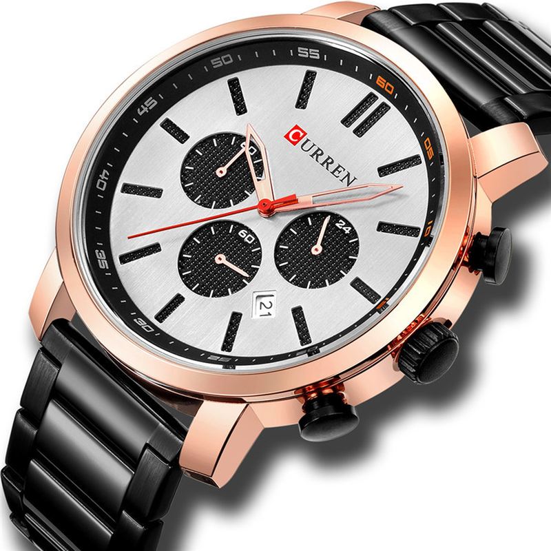 Chronograph Vandtæt Quartz Watch Business Style Mænd Armbåndsur