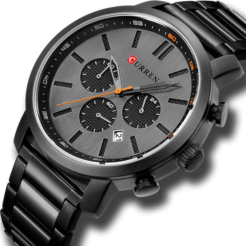 Chronograph Vandtæt Quartz Watch Business Style Mænd Armbåndsur