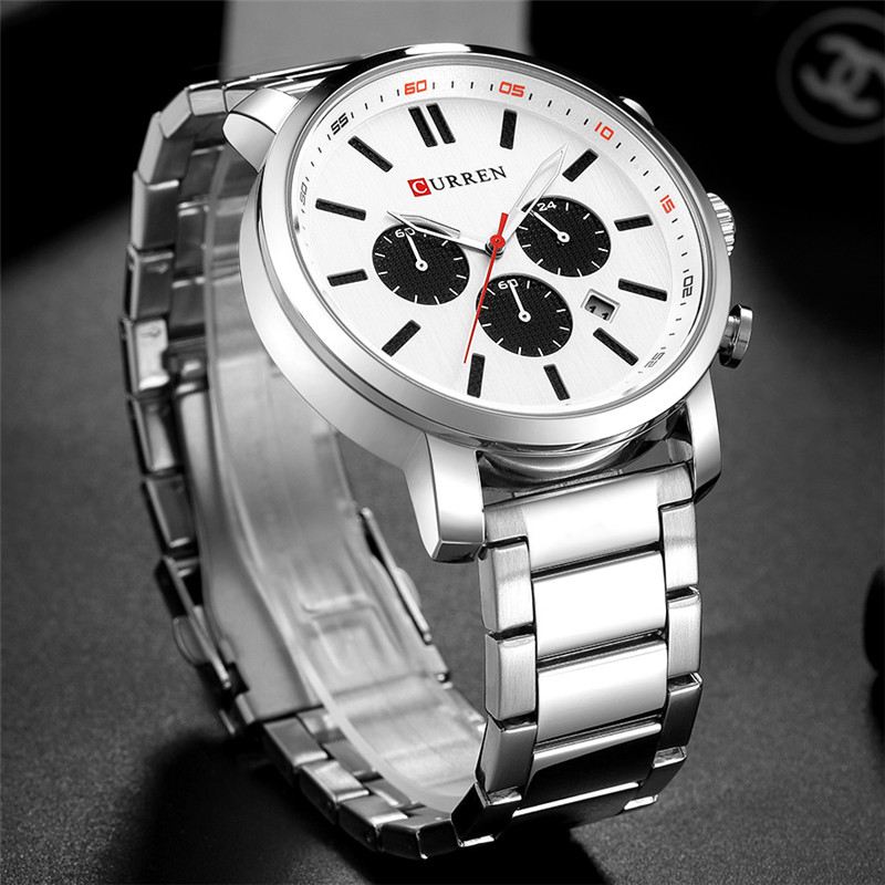 Chronograph Vandtæt Quartz Watch Business Style Mænd Armbåndsur