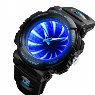 Creative Mirror Dial Led Baggrundsbelysning 5atm Rustfrit Stål Herrearmbåndsur Quartz Watch