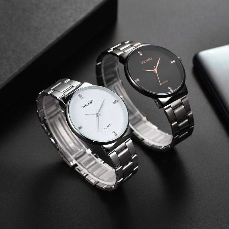 Crystal Scale Casual Style Quartz Watch Full Steel Business Herreure