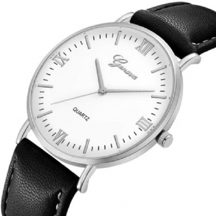 Enkel Urskivedesign Læderrem Casual Style Mode Herreur Quartz Watch