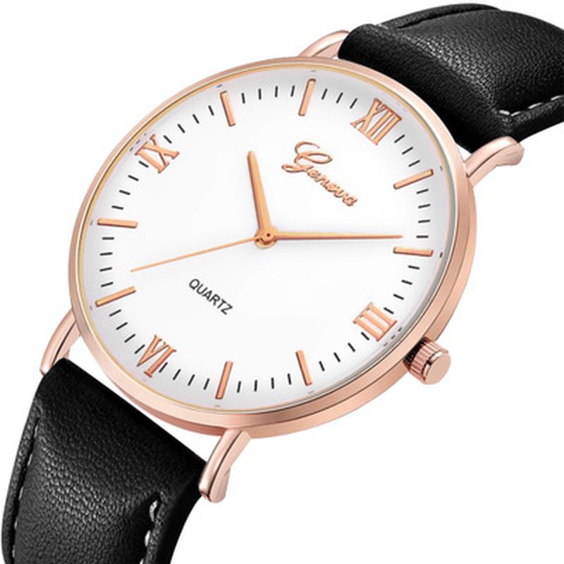 Enkel Urskivedesign Læderrem Casual Style Mode Herreur Quartz Watch