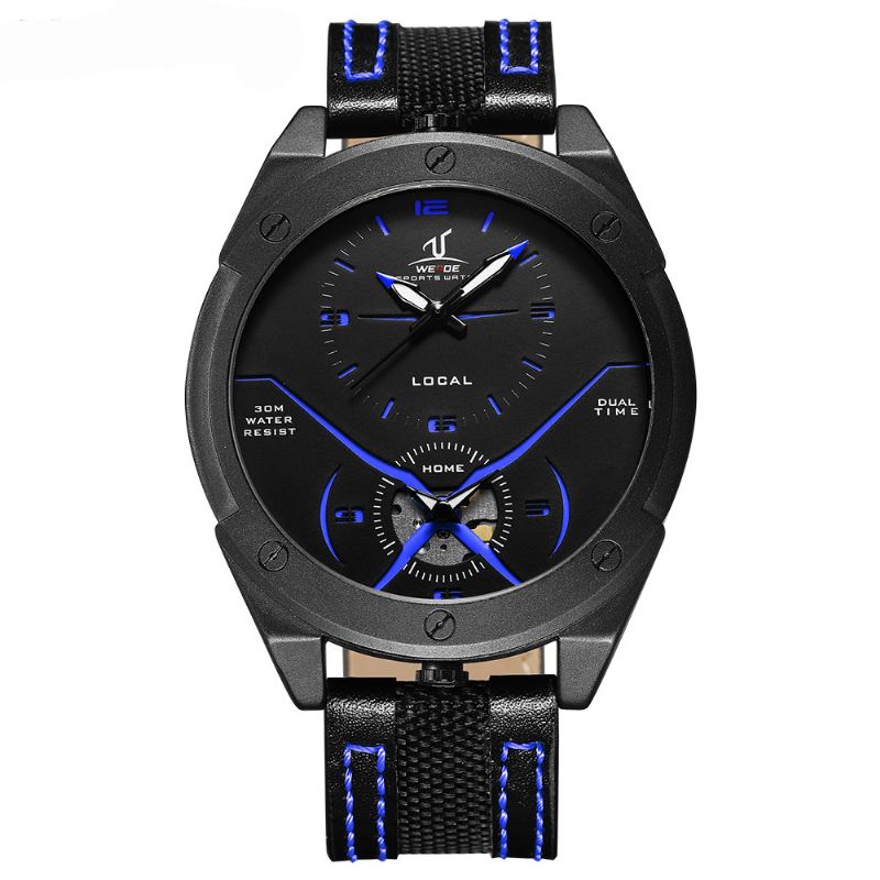 Farverigt Unikt Design Herrearmbåndsur Dual Time Display Quartz Ure