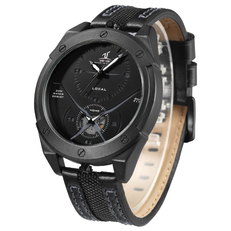 Farverigt Unikt Design Herrearmbåndsur Dual Time Display Quartz Ure