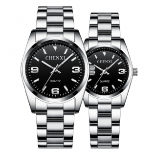 Fuldt Stål Vandtæt Par-armbåndsur Business Style Quartz Watch