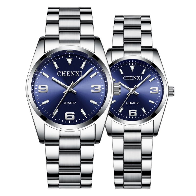 Fuldt Stål Vandtæt Par-armbåndsur Business Style Quartz Watch