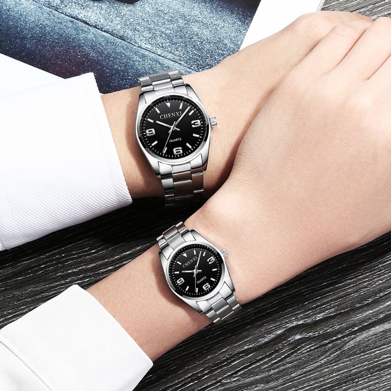 Fuldt Stål Vandtæt Par-armbåndsur Business Style Quartz Watch