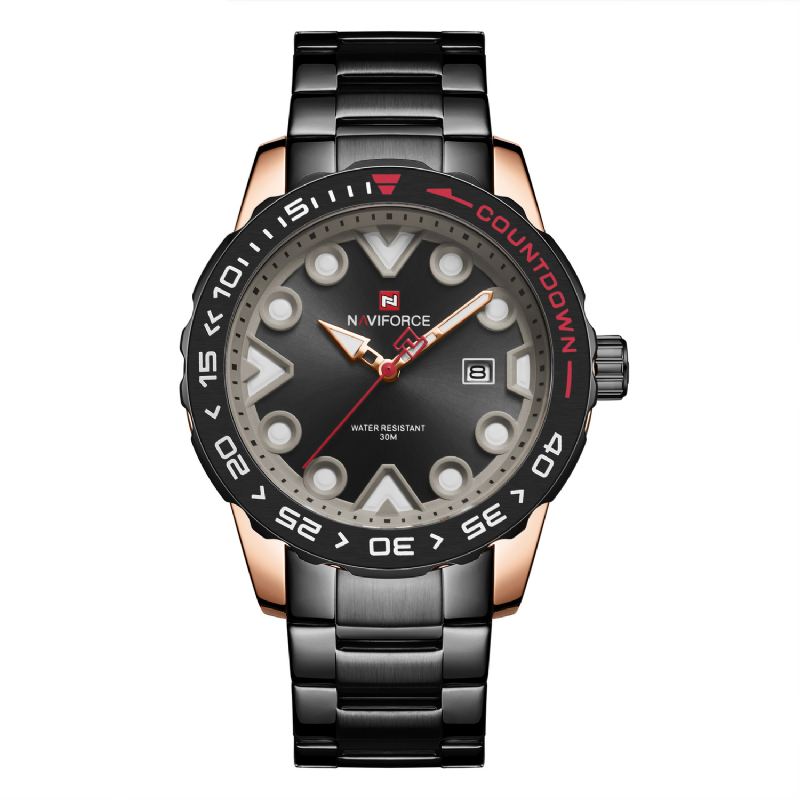 Full Steel Luminous Display Herre Armbåndsur Dato Vis Quartz Ure