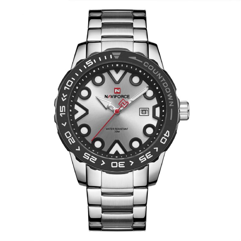 Full Steel Luminous Display Herre Armbåndsur Dato Vis Quartz Ure