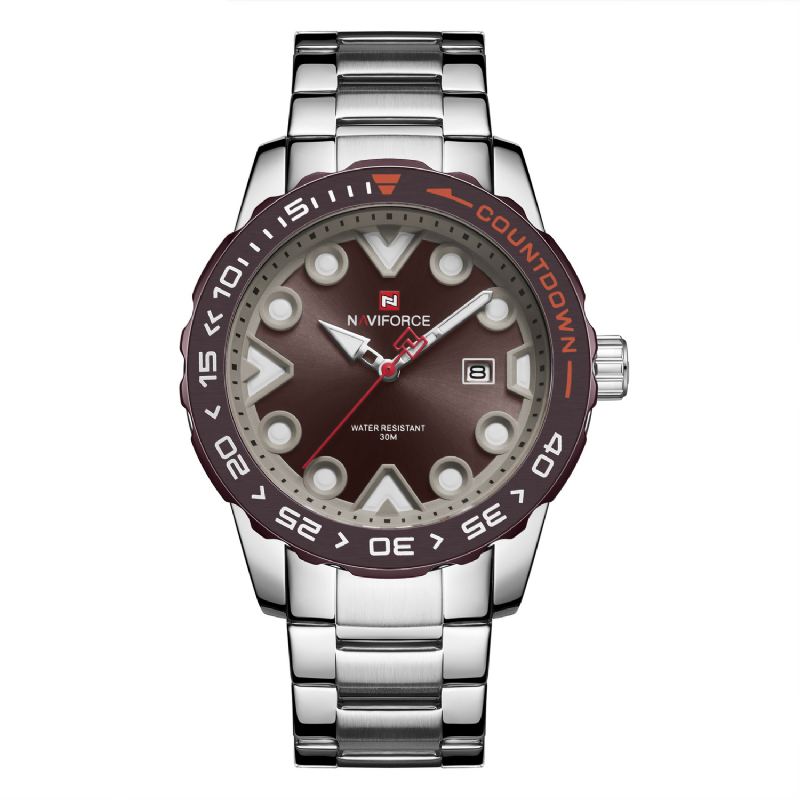 Full Steel Luminous Display Herre Armbåndsur Dato Vis Quartz Ure