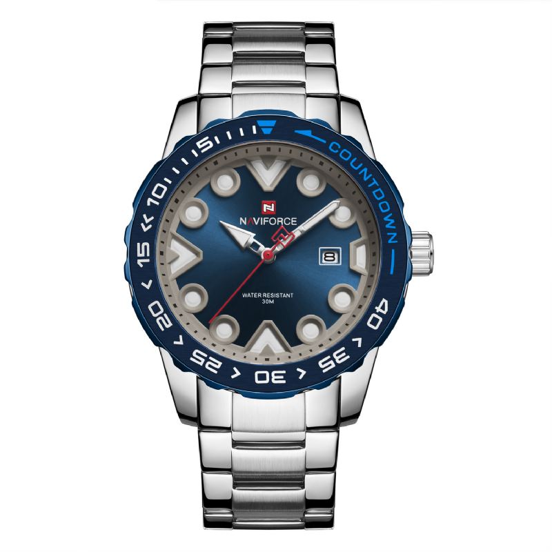 Full Steel Luminous Display Herre Armbåndsur Dato Vis Quartz Ure