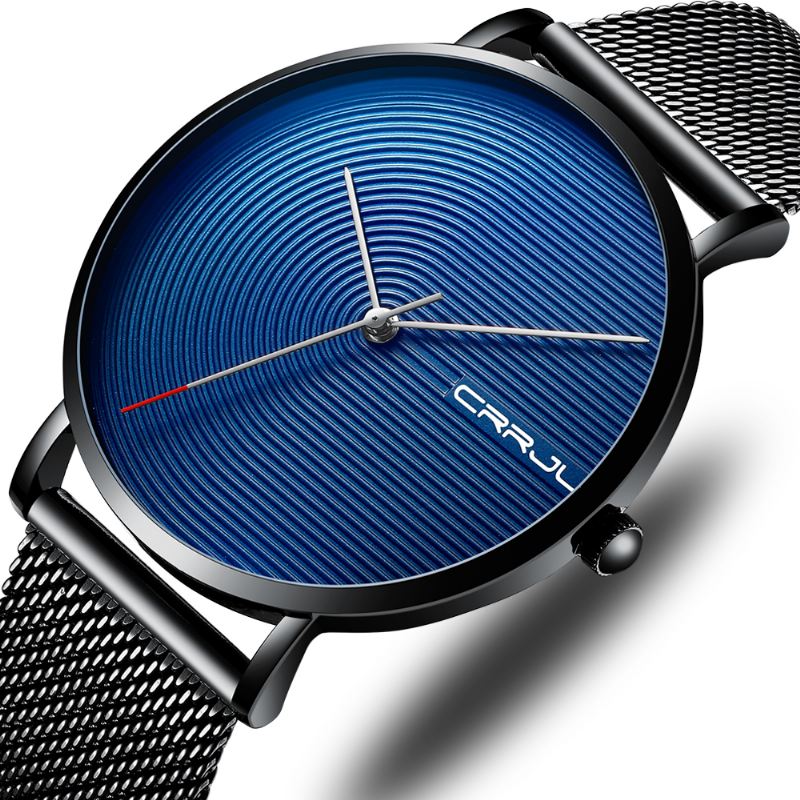 Full Steel Strap Mode Case Simple Blue Dial Herreur Quartz Watch