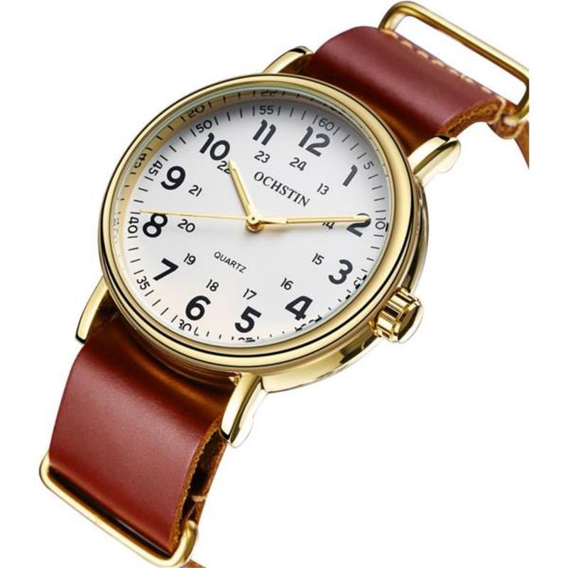 Herre Quartz Watch Casual Læderrem Business Watch