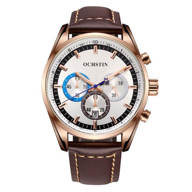 Herre Quartz Watch Luksus Læderrem Business Watch