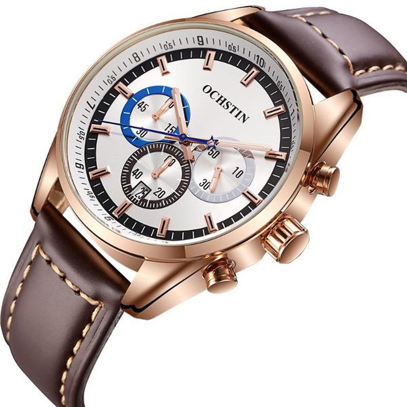 Herre Quartz Watch Luksus Læderrem Business Watch