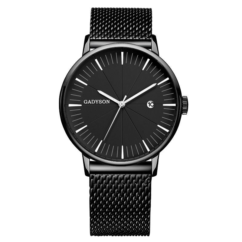 Kalender Casual Style Mænd Armbåndsur Full Steel Lysende Display Quartz Watch