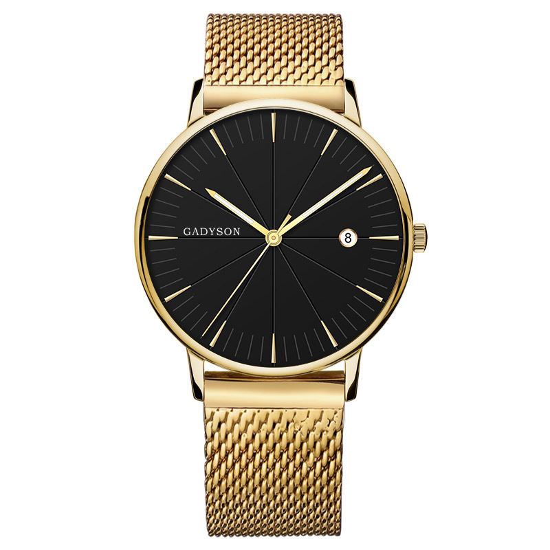 Kalender Casual Style Mænd Armbåndsur Full Steel Lysende Display Quartz Watch