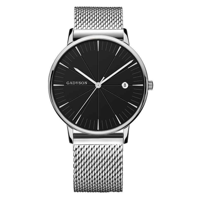 Kalender Casual Style Mænd Armbåndsur Full Steel Lysende Display Quartz Watch