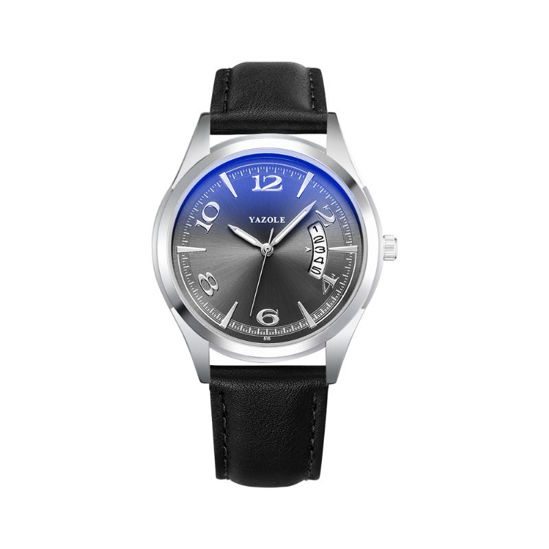 Kalender Dato Vis Mode Læderrem Mænd Casual Dial Lysende Vis Quartz Watch