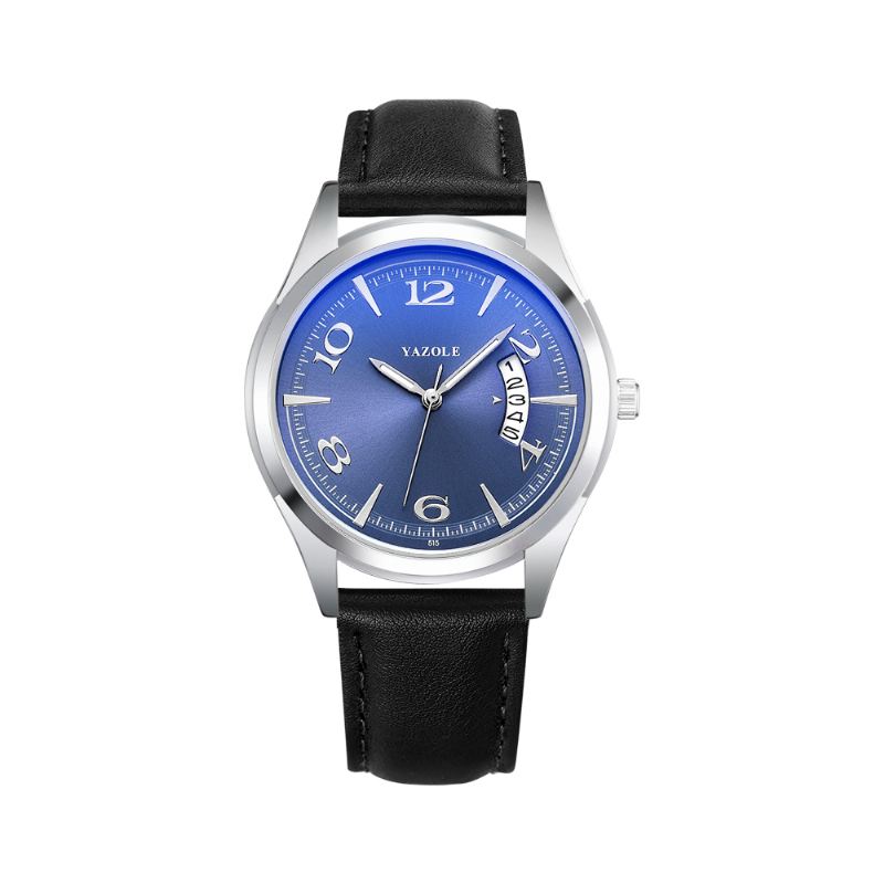 Kalender Dato Vis Mode Læderrem Mænd Casual Dial Lysende Vis Quartz Watch