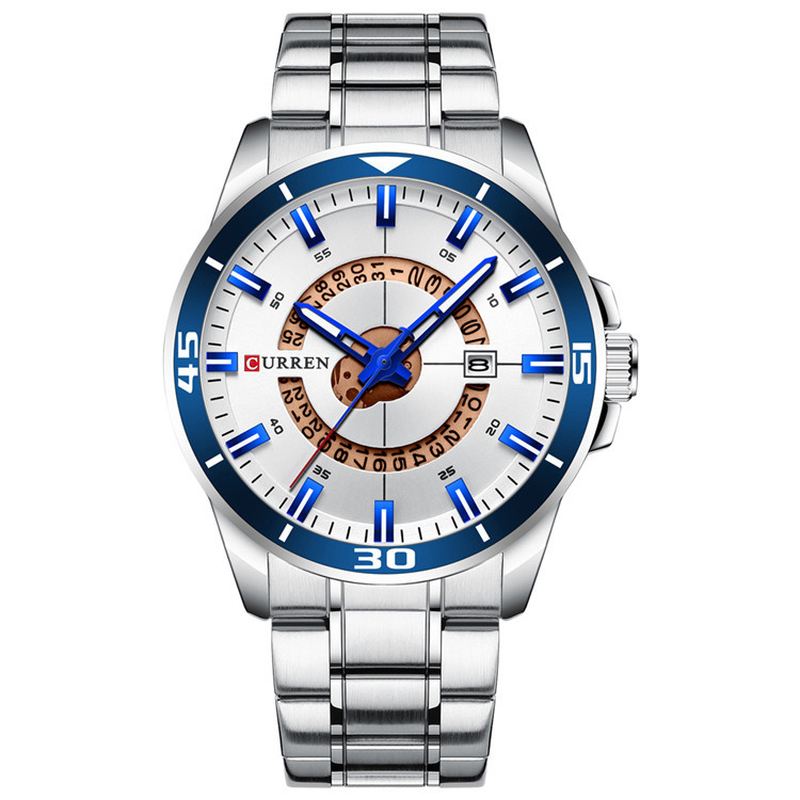 Kalender Full Steel Business Style Herreur Vandtæt Quartz Watch