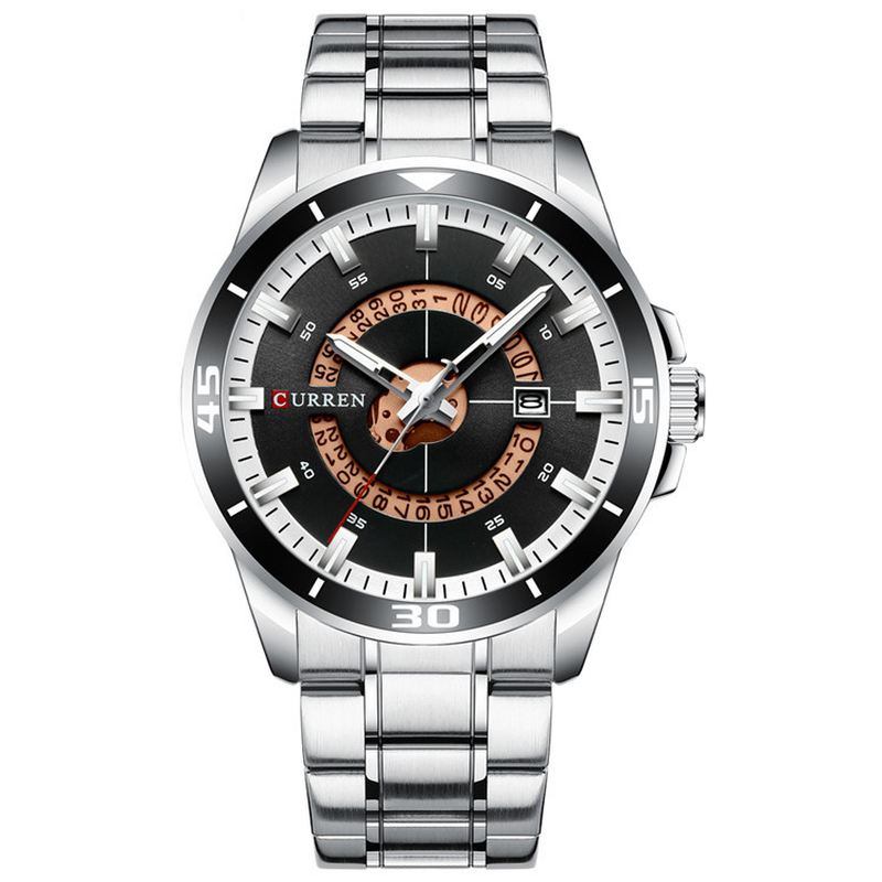 Kalender Full Steel Business Style Herreur Vandtæt Quartz Watch