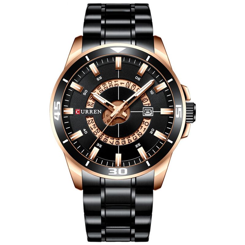 Kalender Full Steel Business Style Herreur Vandtæt Quartz Watch