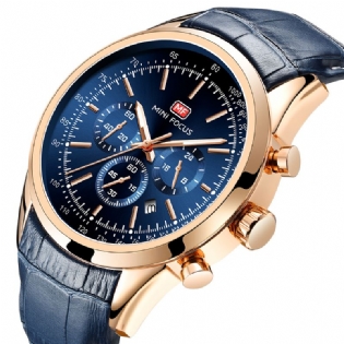 Læder Business Chronograph Calendar Vandtæt Herreur Quartz Watch