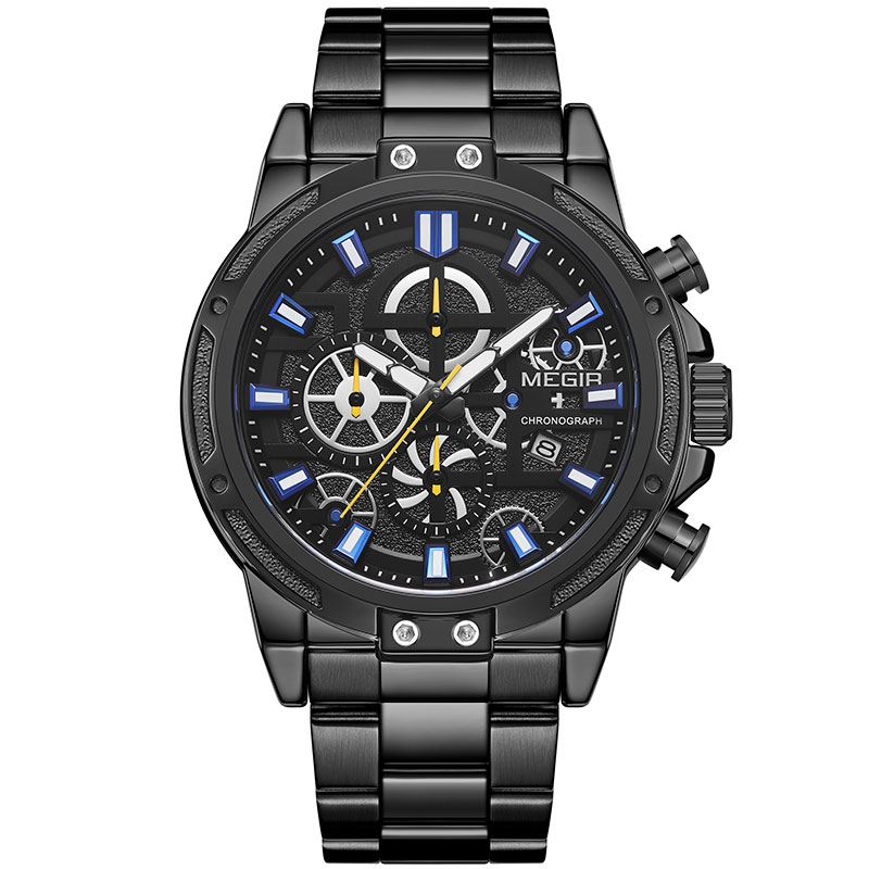 Luksus Big Dial Chronograph Business Style Rustfrit Stål Herre Watch Quartz Watch