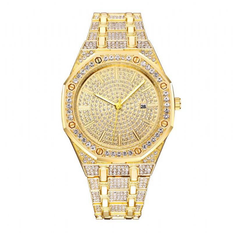 Luksus Mode Full Rhinestone Diamond Armbåndsur Unisex Quartz Watch