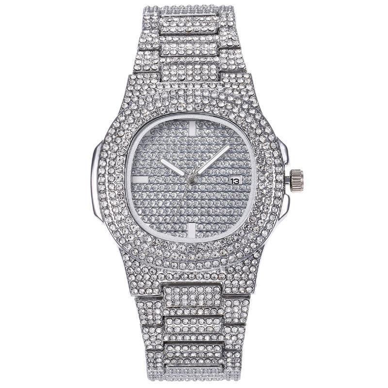 Luksus Mode Full Rhinestone Diamond Armbåndsur Unisex Quartz Watch