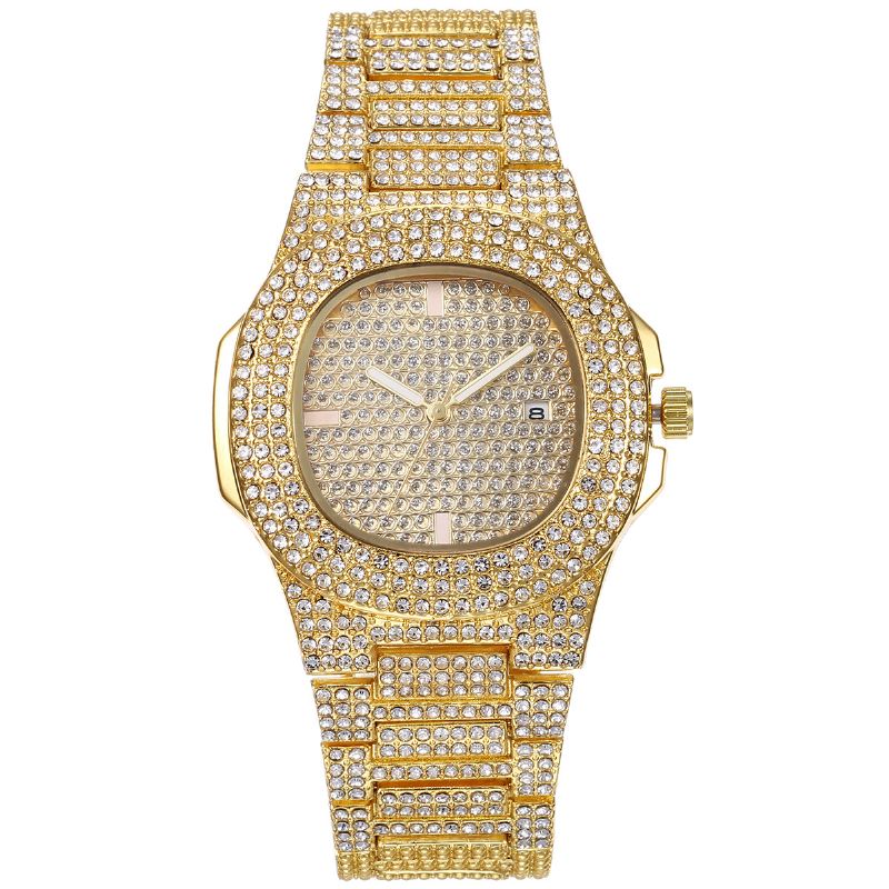 Luksus Mode Full Rhinestone Diamond Armbåndsur Unisex Quartz Watch