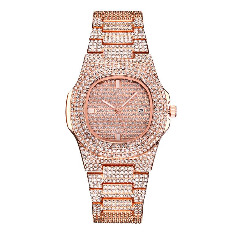 Luksus Mode Full Rhinestone Diamond Armbåndsur Unisex Quartz Watch