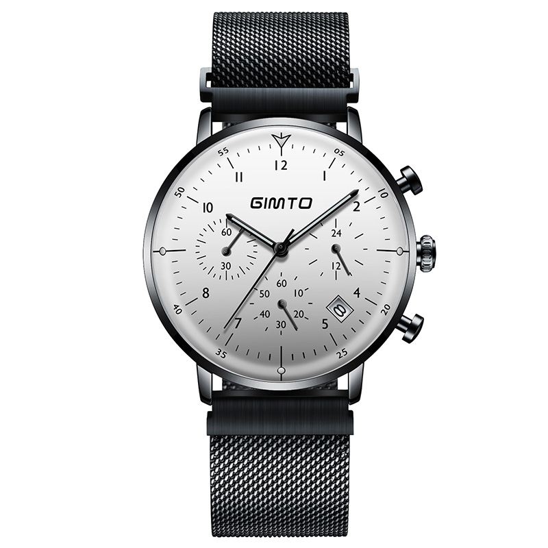 Lysende Display Business Style Watch Rustfrit Stål Herre Sport Quartz Ur