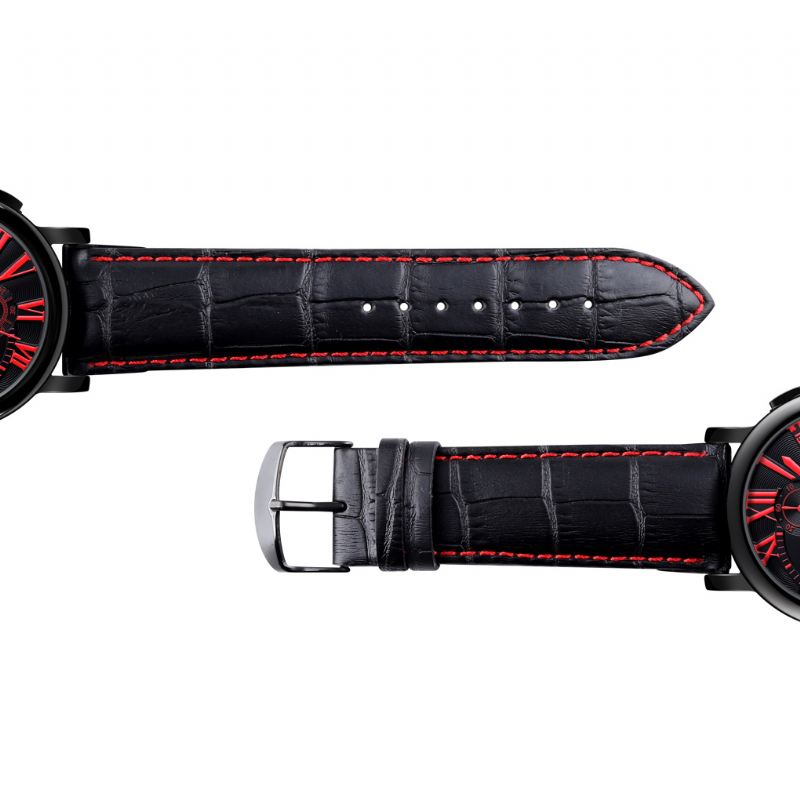 Mænd Mode Læderrem Stopur Dato Vis Romertal Sport Quartz Watch