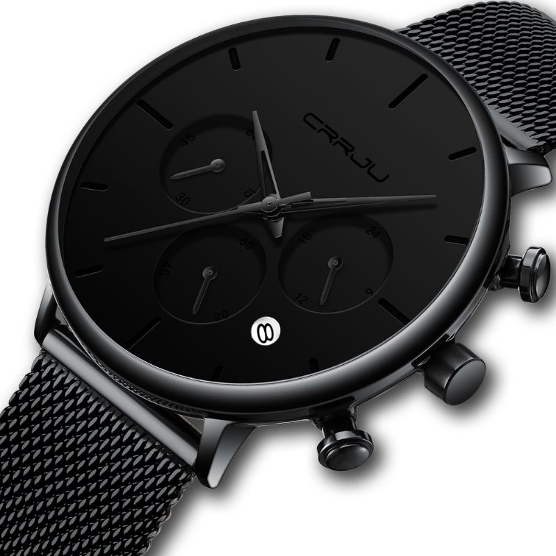 Mænd Simpel Atmosfærisk Urskive Farve Design Nål Full Mesh Stål Band Quartz Watch