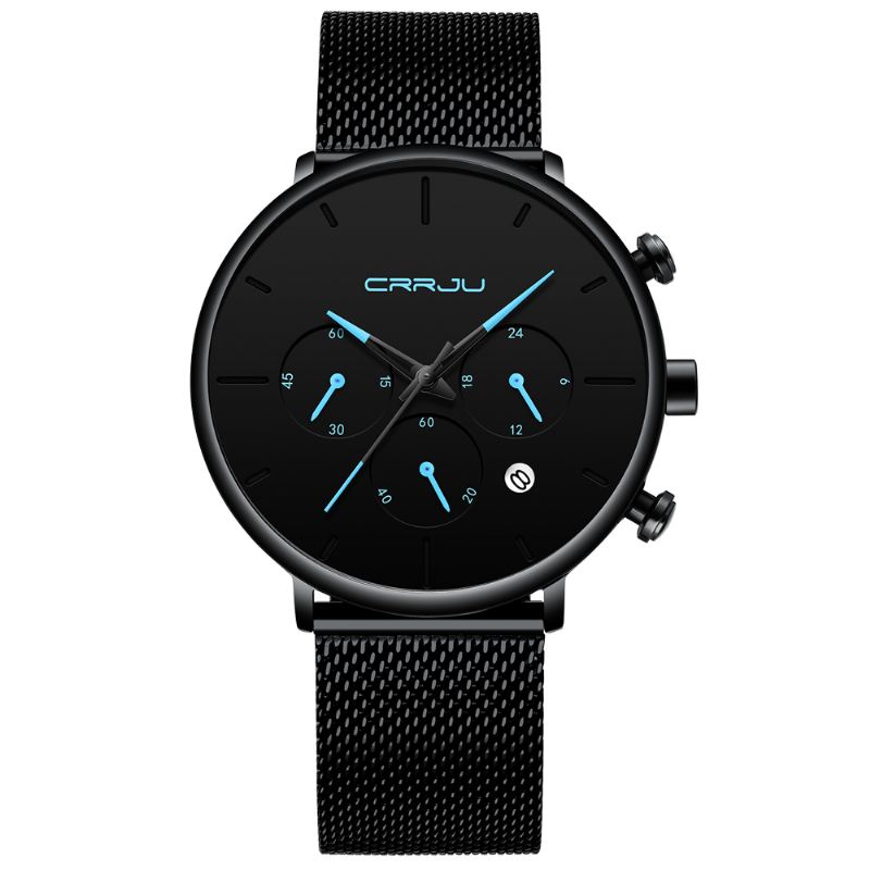 Mænd Simpel Atmosfærisk Urskive Farve Design Nål Full Mesh Stål Band Quartz Watch