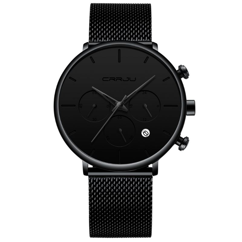 Mænd Simpel Atmosfærisk Urskive Farve Design Nål Full Mesh Stål Band Quartz Watch