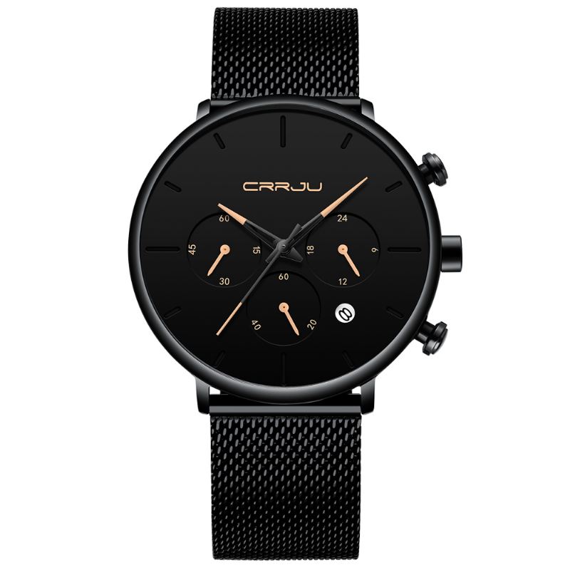 Mænd Simpel Atmosfærisk Urskive Farve Design Nål Full Mesh Stål Band Quartz Watch